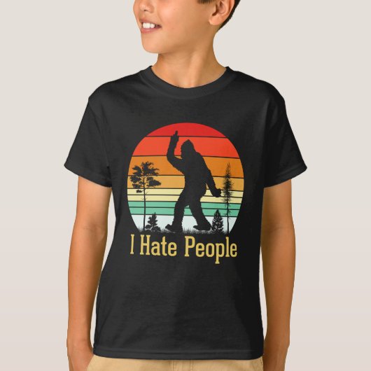 Ik haat mensen | Bigfoot Retro T-shirt (Voorkant)