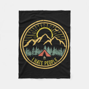 Ik haat mensen Camping T-shirt Retro Grappig Kampe Fleece Deken