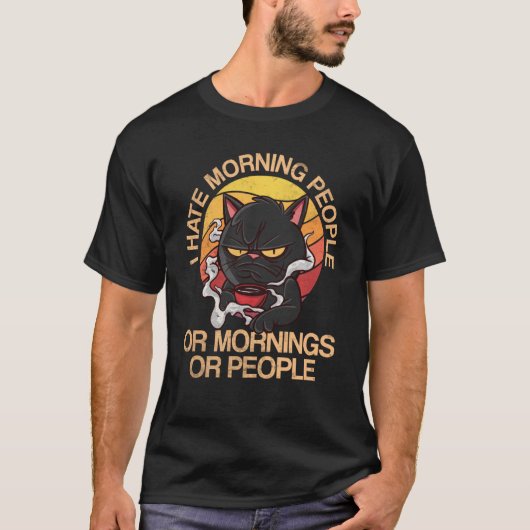 Ik haat mensen en 's ochtends grappige Cat Catlove T-shirt (Voorkant)