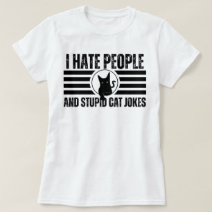 Ik haat mensen en stomme kattengrappen   Zwarte ka T-shirt