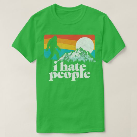 Ik haat mensen Funny Bigfoot Mountains 80s Joke T-shirt (Design voorkant)