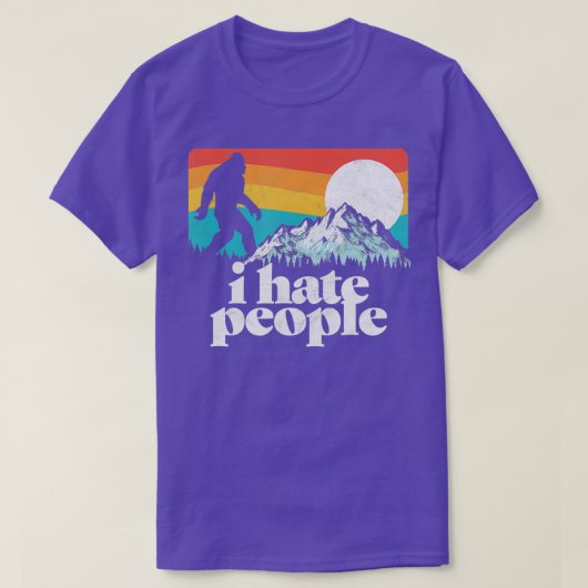 Ik haat mensen Funny Bigfoot Mountains Retro T-shirt (Design voorkant)