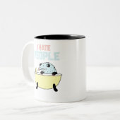 Ik haat mensen Funny Mood Tweekleurige Koffiemok (Voorkant links)
