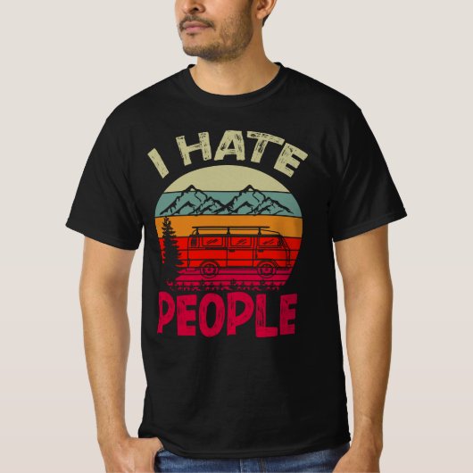 Ik haat mensen Grapny Camping T-shirt (Voorkant)