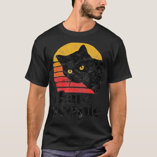 Ik haat mensen grappig  stijl kat-retro t-shirt (Voorkant)
