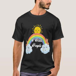Ik haat mensen regenboog gedrukte grafische kunst  t-shirt