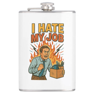 Ik haat mijn baan  retro werk Humor Kantoor Gift Heupfles