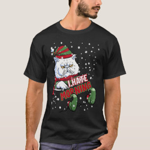 Ik haat ochtend katje boze elf kat chagrijnig kat t-shirt
