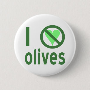 Ik haat olijven geen liefde groen ronde button 5,7 cm