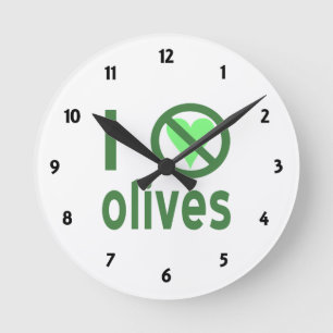 Ik haat olijven geen liefde groen ronde klok