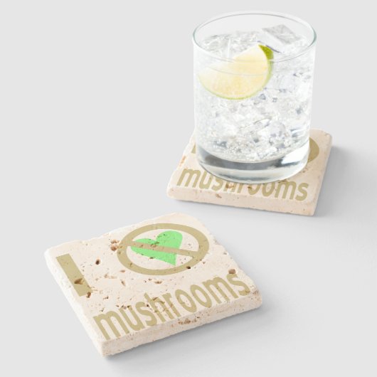 Ik haat paddenstoelen Ik hou niet van paddenstoele Stenen Onderzetter (Zijkant)