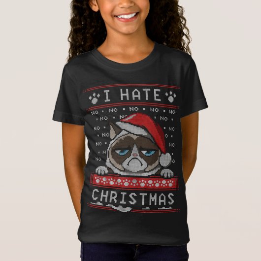 Ik haat Pasen grappige angry Cat Ugly KerstSweater T-shirt (Voorkant)