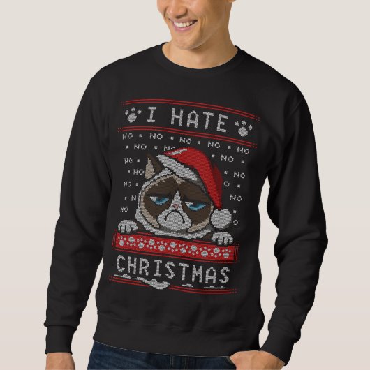 Ik haat Pasen grappige angry Cat Ugly KerstSweater Trui (Voorkant)