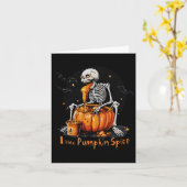 Ik haat pompoenkruid Funny Herfst Skeleton Hallowe Kaart (Gele Bloem)