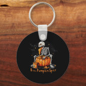 Ik haat pompoenkruid Funny Herfst Skeleton Hallowe Sleutelhanger (Voorkant)