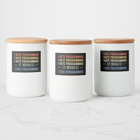 Ik haat programmeren - grappige programmeur I Voedselcontainer Etiket (Flessen)