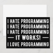 Ik haat programmeren - Grappige programmeur II Kaart (Voorkant / Achterkant)