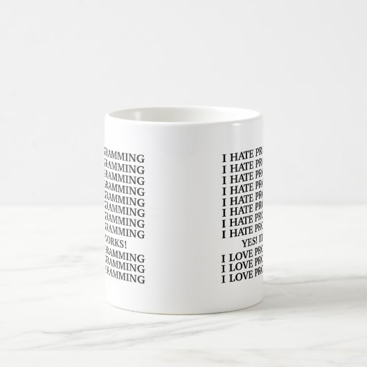 Ik haat programmeren/Ik hou van programmeren Koffiemok (Center)
