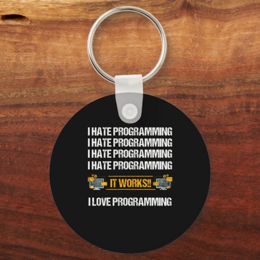 Ik haat Programmeringsprogrammeur Coder Gift Sleutelhanger (Voorkant)