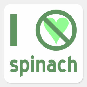 Ik haat spinazie, geen liefde vierkante sticker