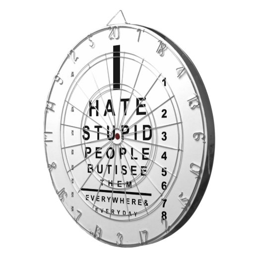 Ik haat stomme mensen dartbord (Voorkant Rechts)