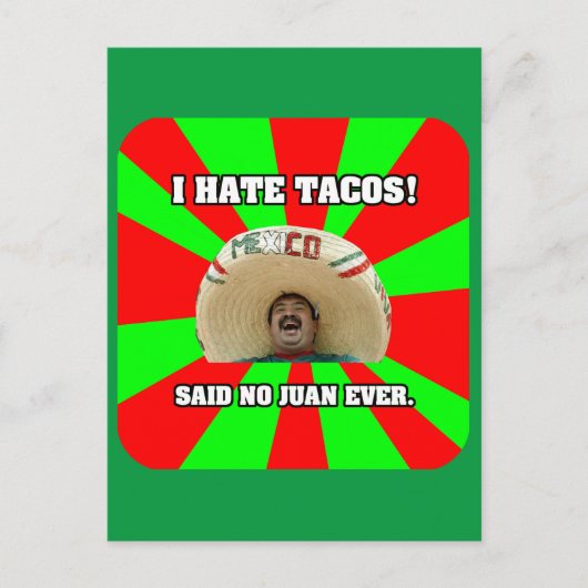 Ik haat Tacos Briefkaart (Voorkant)