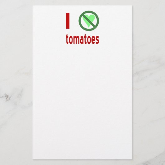Ik haat tomaten, geen liefde briefpapier (Voorkant)