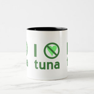 Ik haat tonijn, ik hou niet van tonijn tweekleurige koffiemok