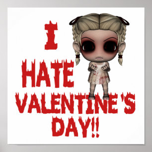 ik haat Valentijnsdag emo punk meisje Poster