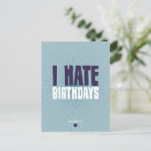 Ik haat verjaardagen briefkaart (Staand voorkant)