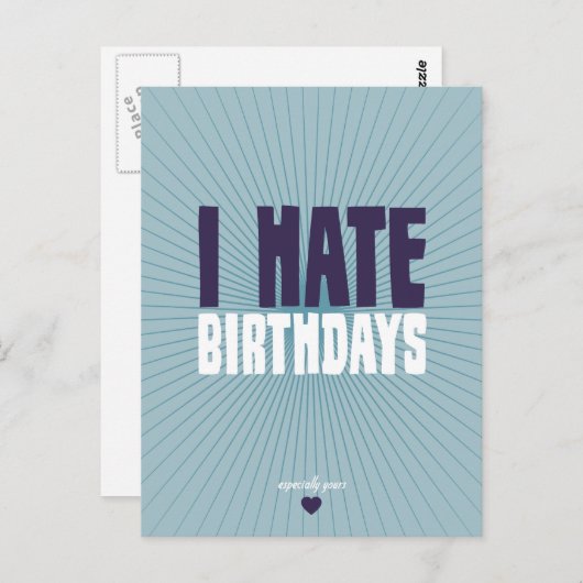 Ik haat verjaardagen briefkaart (Voorkant / Achterkant)