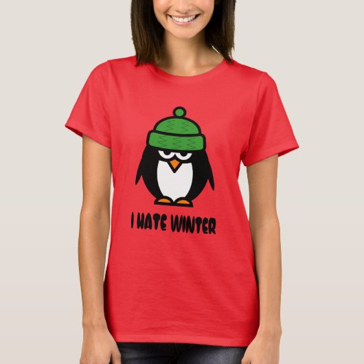 Ik haat winterse shirten met chagrijnige pinguïn c t-shirt (Voorkant)