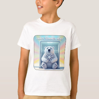 Ik haat zomerse hitte - Knuffelende ijsbeer in de T-shirt