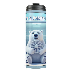 Ik haat zomerse hitte - Knuffelende ijsbeer in de Thermosbeker