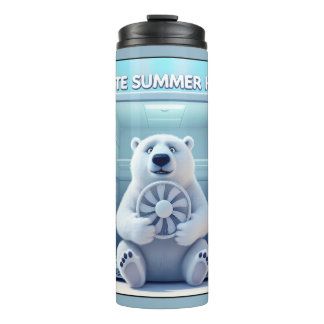 Ik haat zomerse hitte - Knuffelende ijsbeer in de Thermosbeker