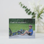 Ik had een ongeluk... Briefkaart met fietscrashes (Staand voorkant)