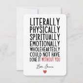 Ik had het letterlijk niet zonder jou kunnen doen bedankkaart (Voorkant)