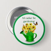 Ik Had Liever Tuiniert / Bloem Ronde Button 7,6 Cm (Voorkant /achterkant)