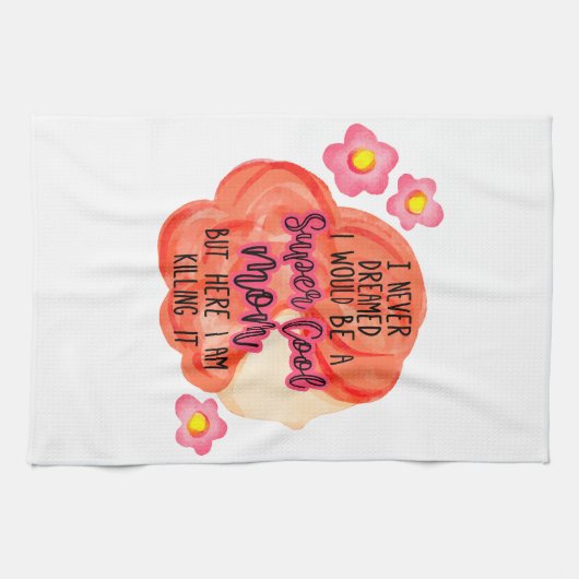 Ik had nooit gedacht dat ik een supercoole moeder  theedoek (Horizontaal)