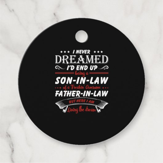 Ik had nooit gedacht dat ik uiteindelijk een zoon  bedankjes labels (Voorkant)