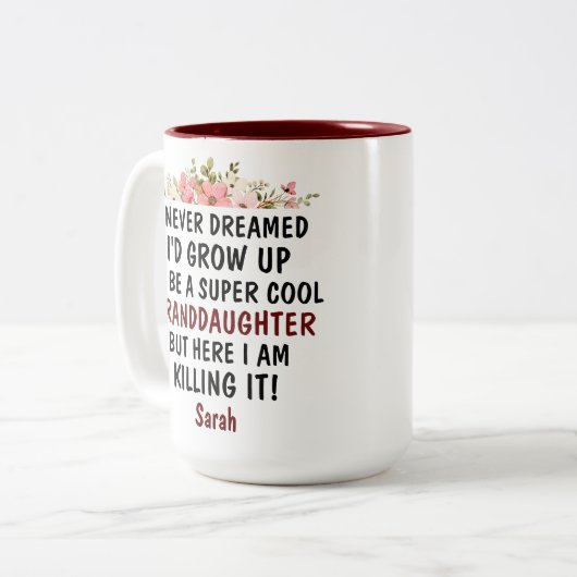 Ik had nooit gedacht dat ik zou opgroeien tot een  tweekleurige koffiemok (Voorkant links)