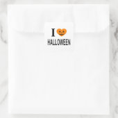 IK ❤️ HALLOWEEN IK HOU VAN HALLOWEEN IK HART HALLO VIERKANTE STICKER (Tas)