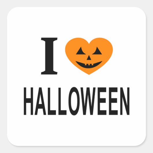 IK ❤️ HALLOWEEN IK HOU VAN HALLOWEEN IK HART HALLO VIERKANTE STICKER (Voorkant)