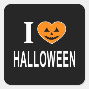 Ik ❤️ HALLOWEEN Ik HOU VAN HALLOWEEN Ik HEART HALL Vierkante Sticker