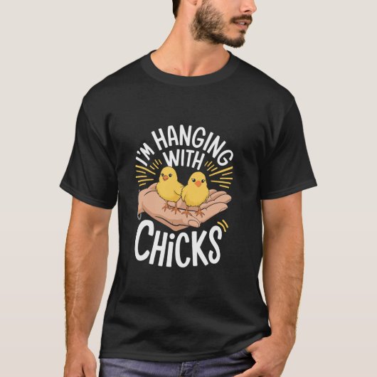 Ik hang met Chicks Funny Pun Chicken Chick Lo T-shirt (Voorkant)