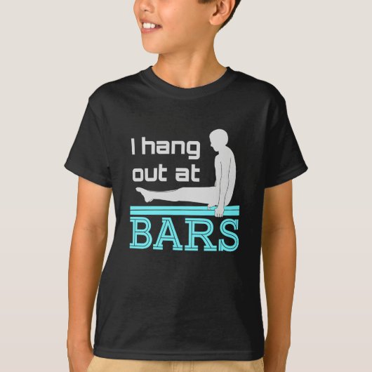 Ik hang uit bij bars Mannen gymnastiek jongen gymn T-shirt (Voorkant)