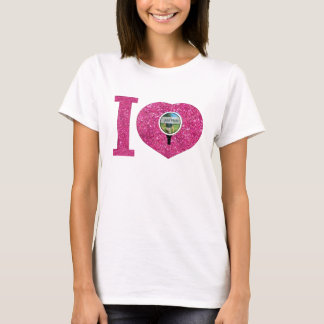 Ik hark golf roze glitter foto lijst giro t-shirt