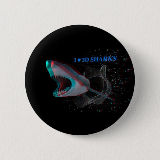 Ik Hart 3D Haaien Ronde Button 5,7 Cm (Voorkant)