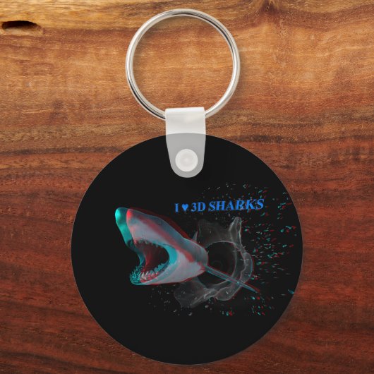 Ik Hart 3D Haaien Sleutelhanger (Voorkant)