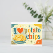 "Ik [Hart] Aardappelchips" Briefkaart (Staand voorkant)